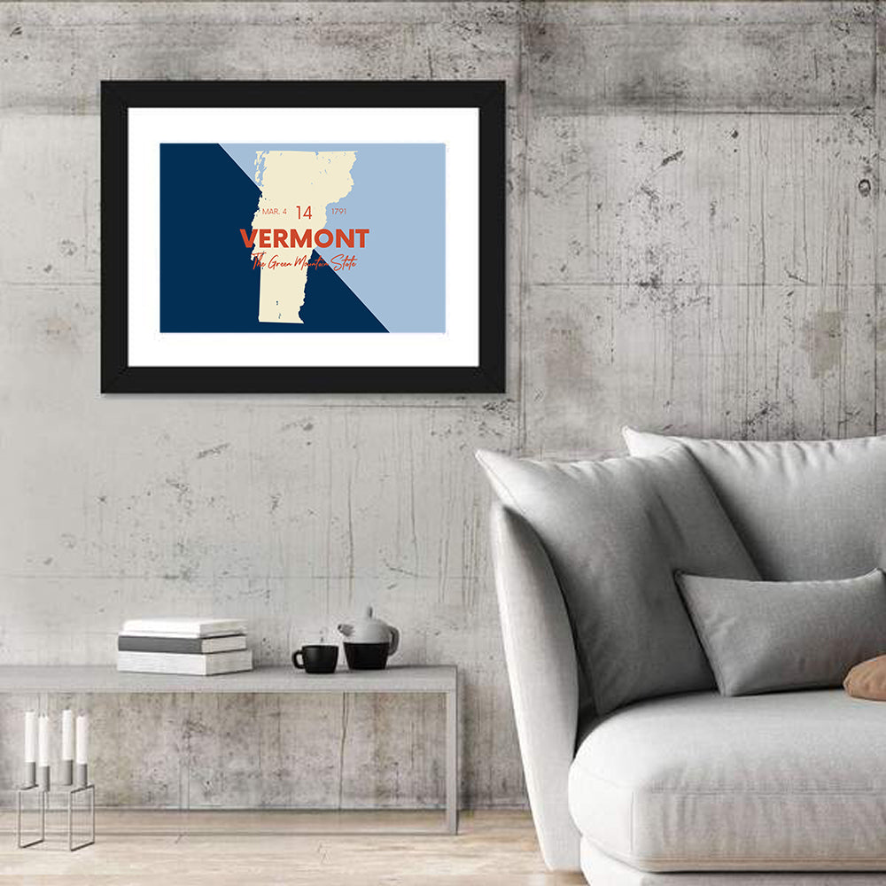 Vermont Map, Green Mountain State Wall Art