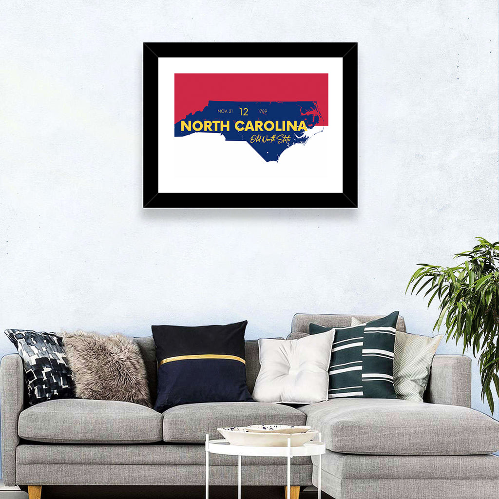 North Carolina Typographic Map Wall Art