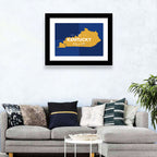Blue and Gold Kentucky Map Wall Art