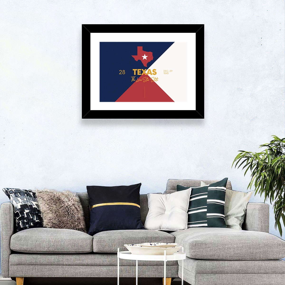 Lone Star State Map Wall Art in a room, landscape