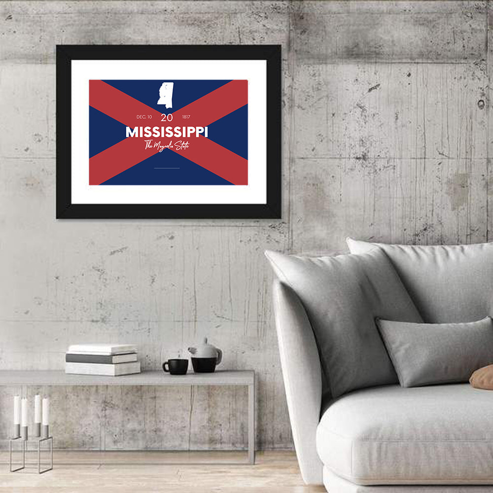 Mississippi Map, the Magnolia State Wall Art