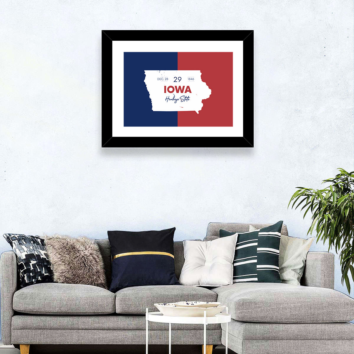 Hawkeye State Map Typography Wall Art