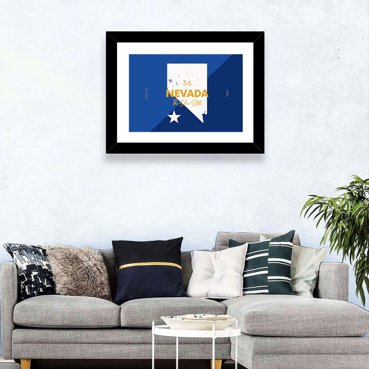 Nevada Map the Silver State Wall Art in a room, landscape