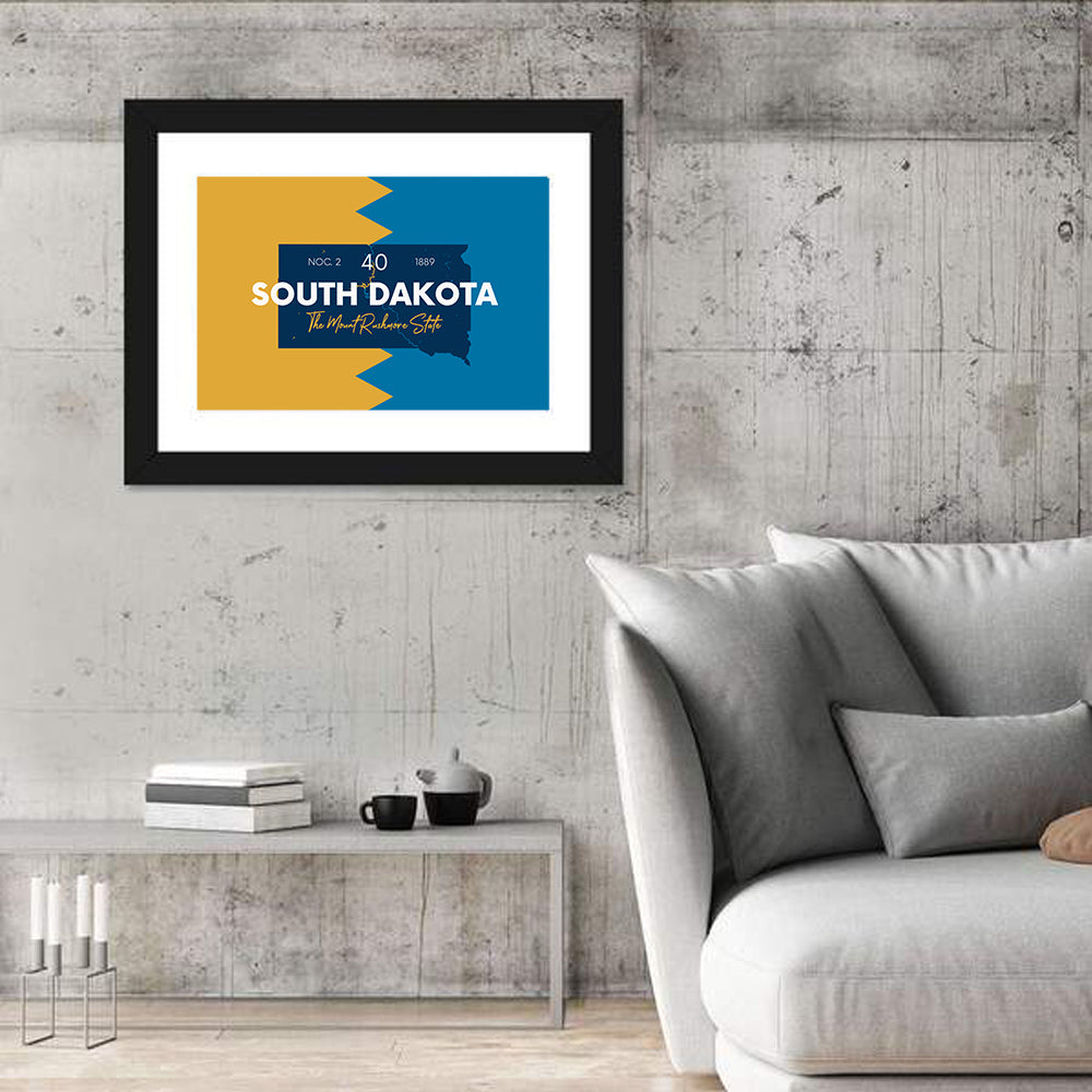 South Dakota Silhouette Map Wall Art