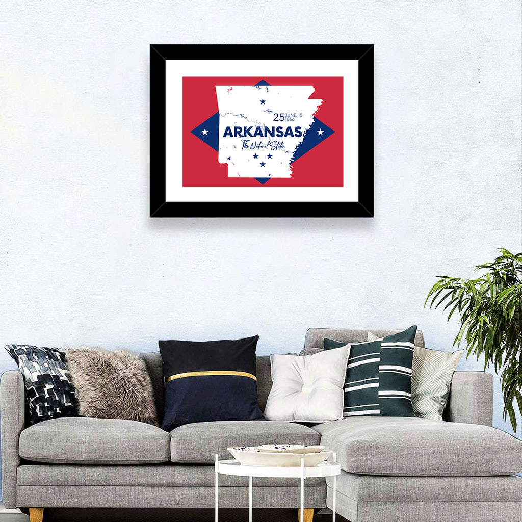 Patriotic Arkansas Map Wall Art