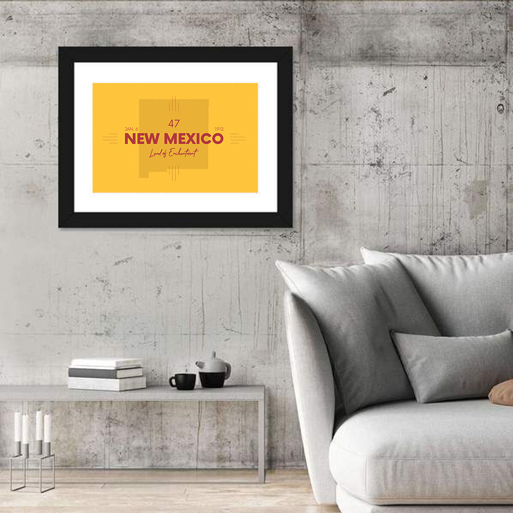 New Mexico Typographic Map 1912 Wall Art