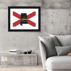 Alabama Map Over State Flag Wall Art