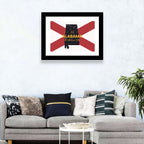 Alabama Map Over State Flag Wall Art