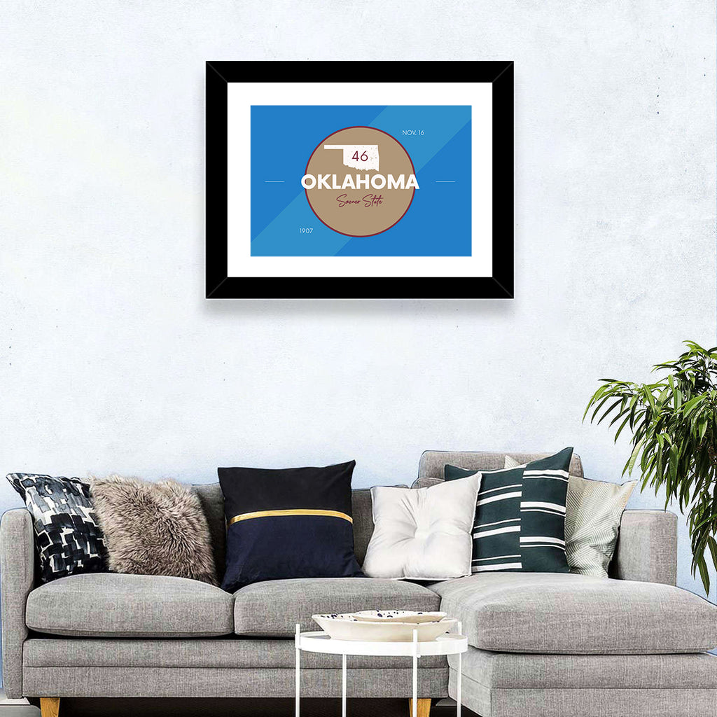 Oklahoma State Medallion Map Wall Art