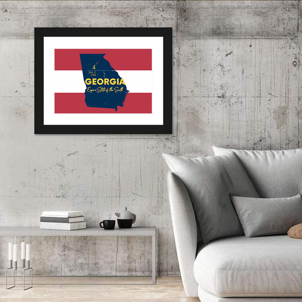 Georgia Silhouette Map Wall Art in a room, landscape
