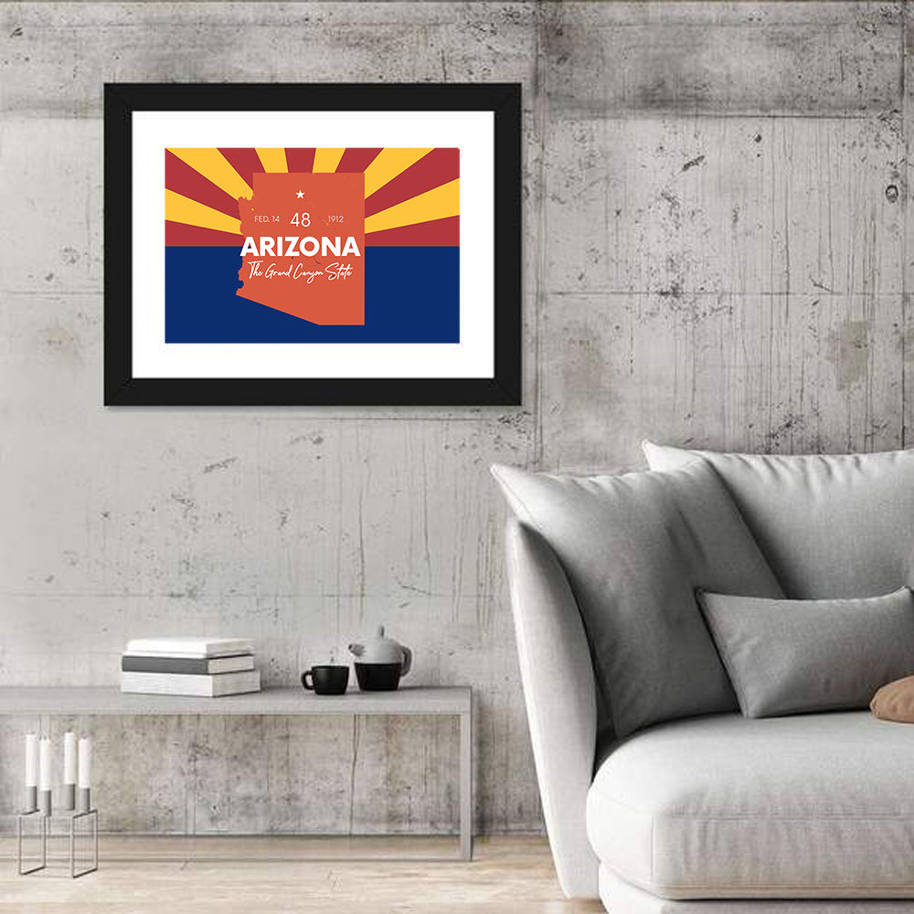 Arizona Sunburst Map Wall Art