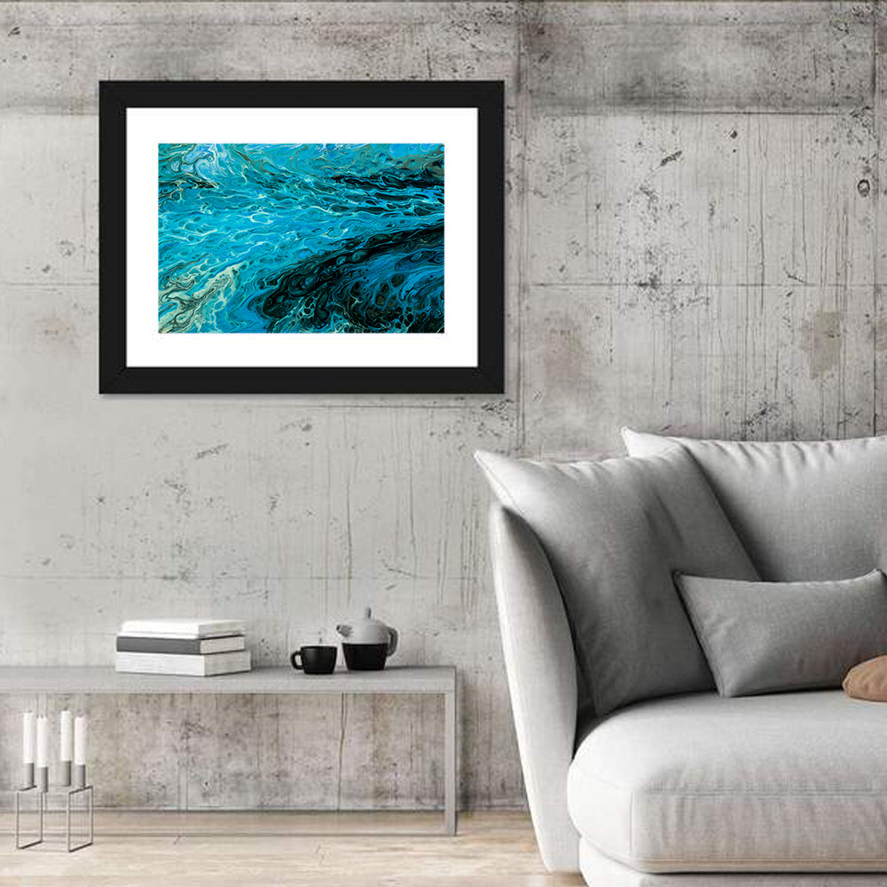 Liquid Marble Blue Abstract Wall Art