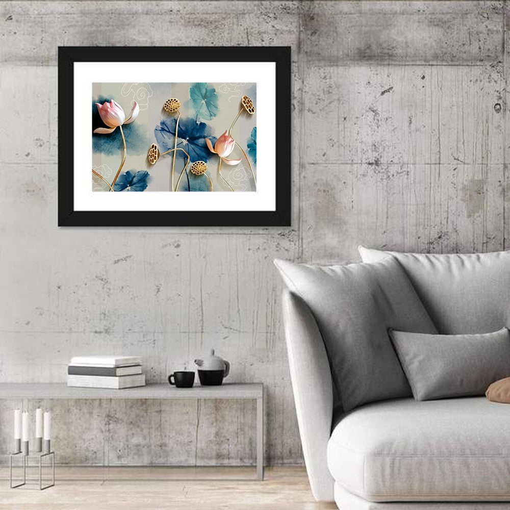 Blue Lotus Botanical Backdrop Wall Art