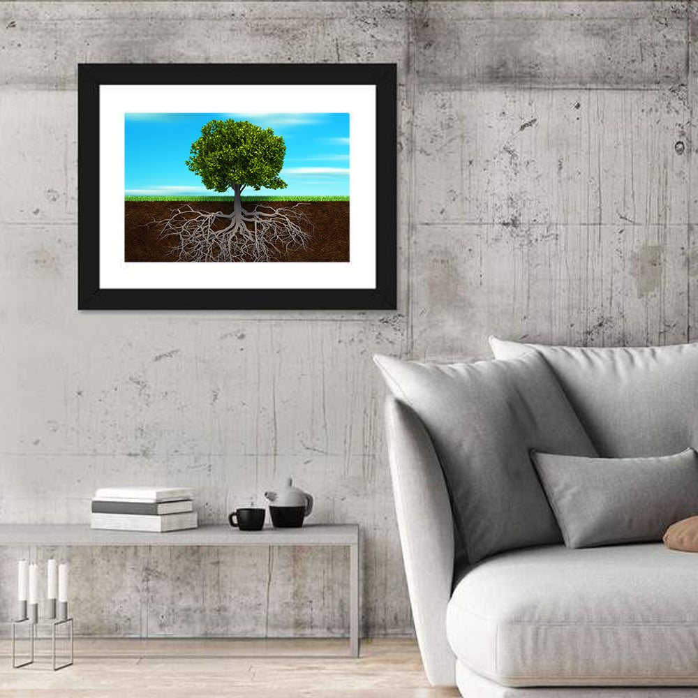Tree Roots Cross-section Illustration Wall Art in a room, landscape