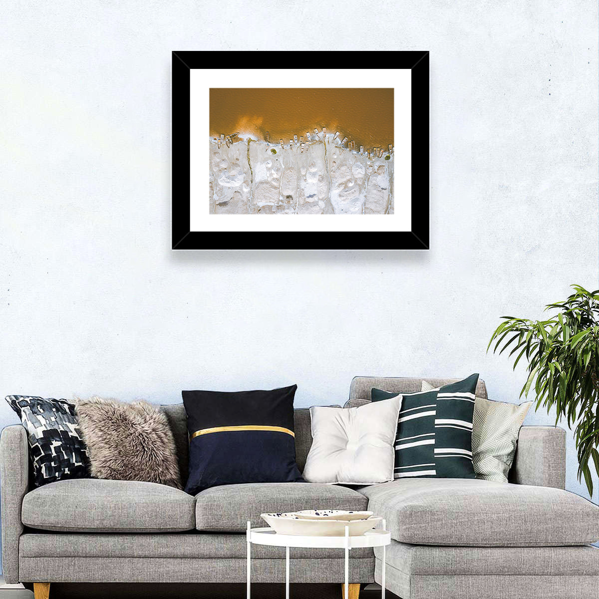 Lac Rose Salt Flats Senegal Wall Art in a room, landscape