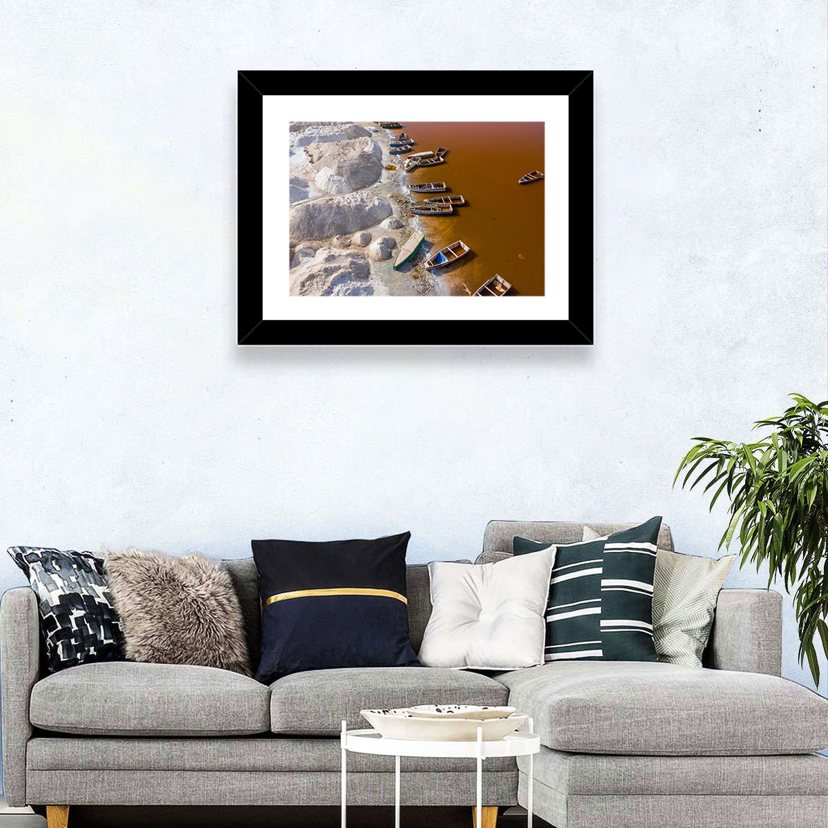 Lac Rose Boats and Salt Mounds Wall Art