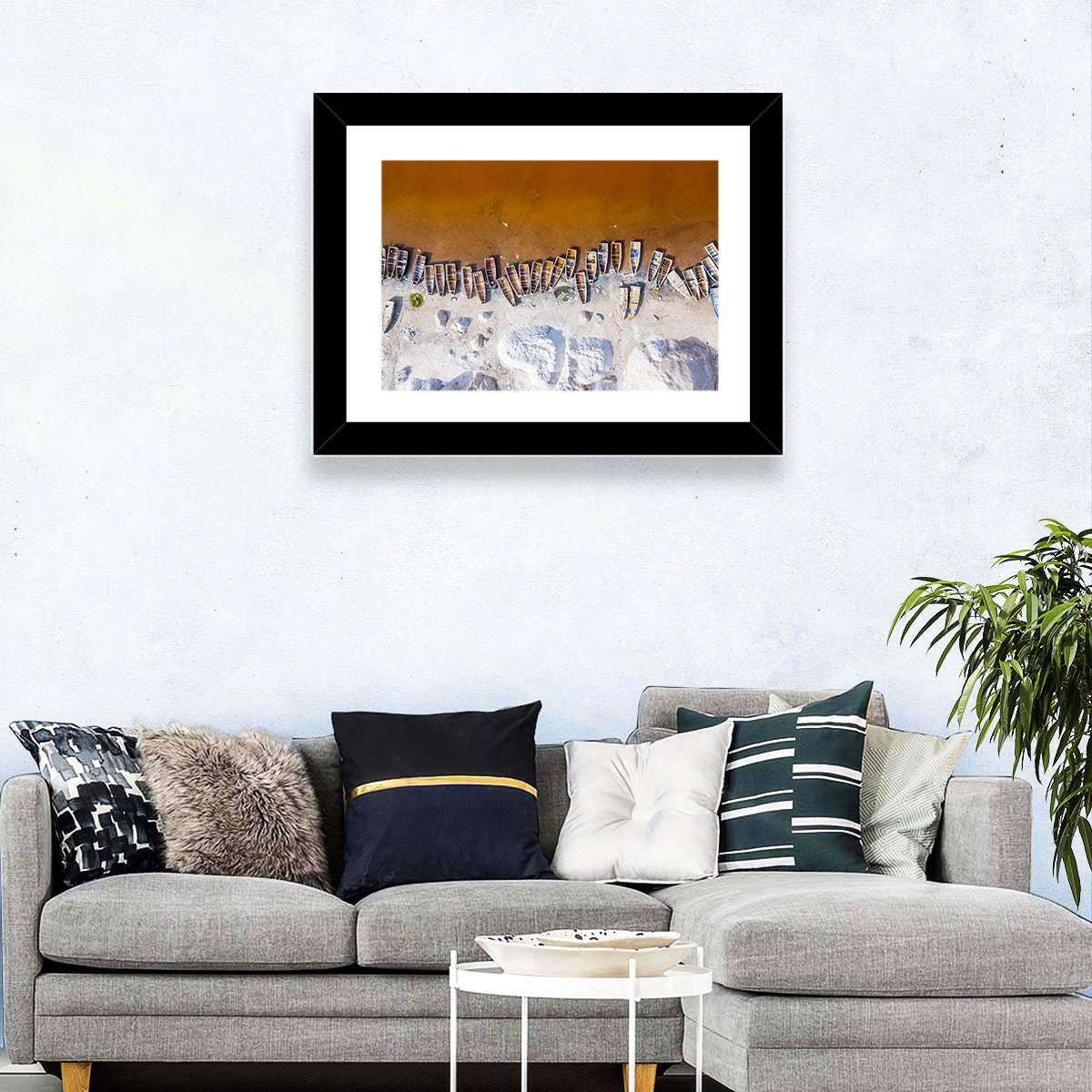 Lac Rose Boats Aerial View Wall Art