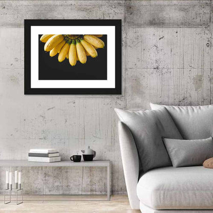 Banana Bunch with Water Droplets Wall Art