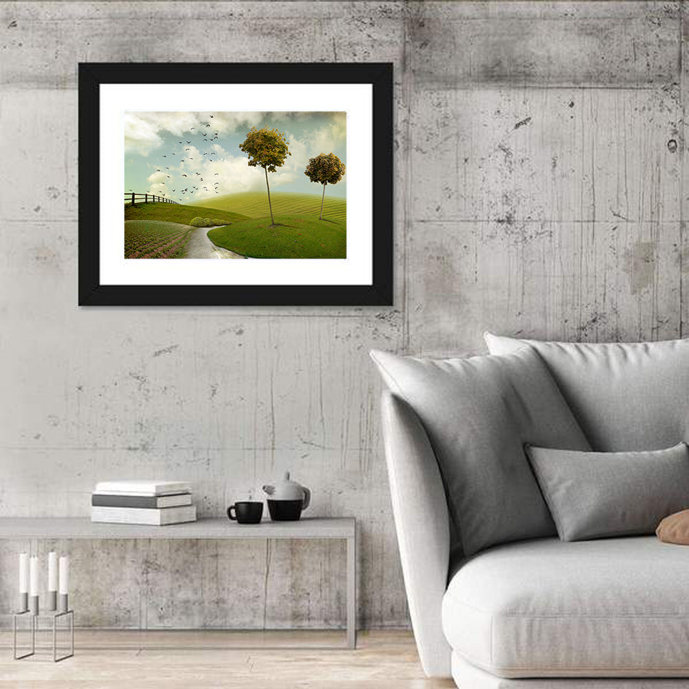 Serene Green Hills Pathscape Wall Art