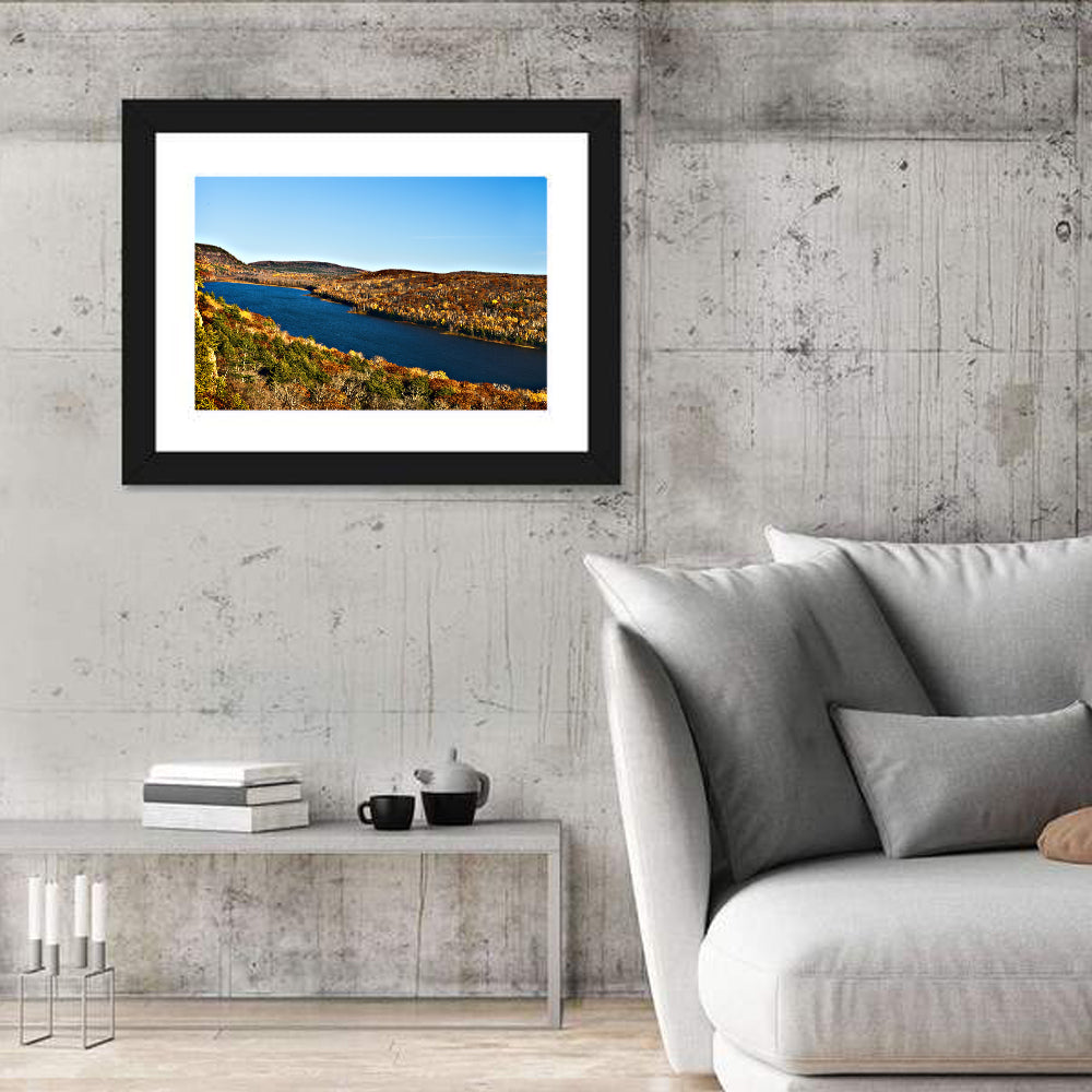 Lake of the Clouds Golden Hour Wall Art in a room, landscape
