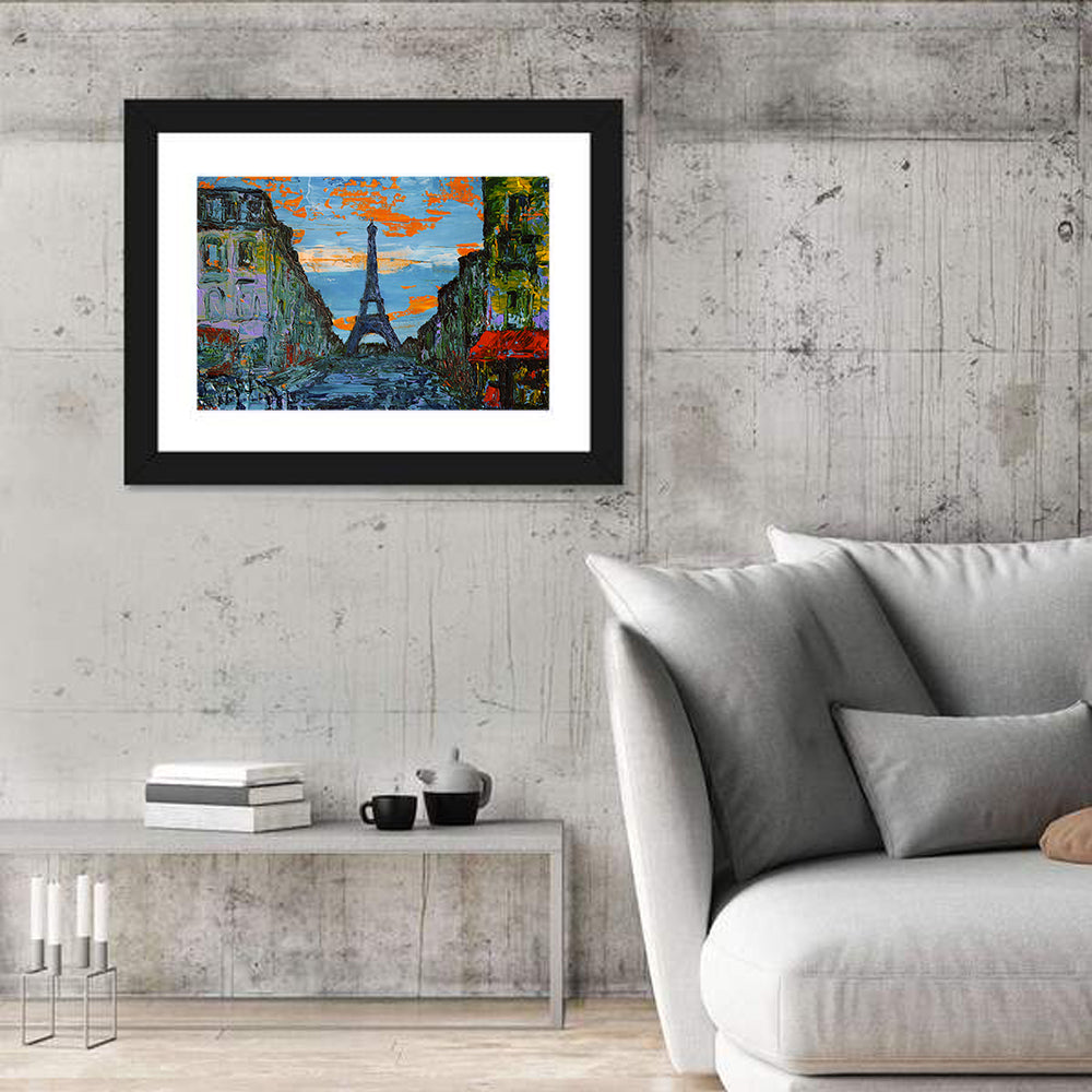 Paris Dusk Street, Eiffel Tower Wall Art