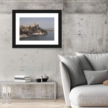 Niedzica Castle on Icy Lake Wall Art