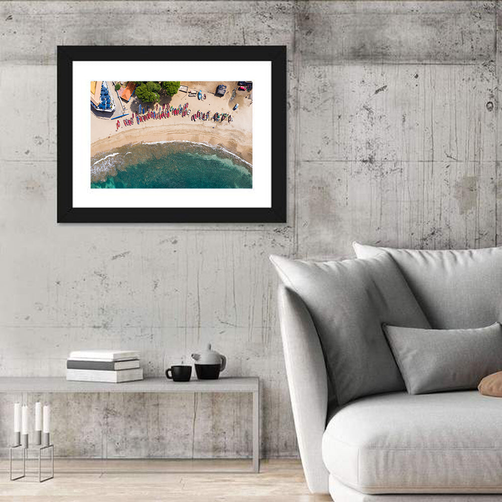 Aerial Tarrafal Beach Fishing Boats Wall Art