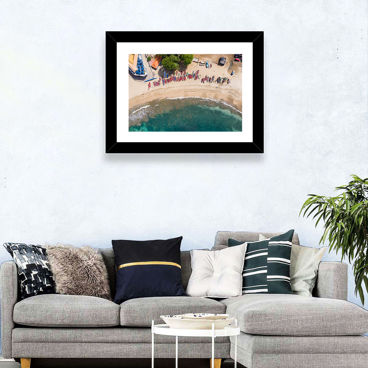 Aerial Tarrafal Beach Fishing Boats Wall Art