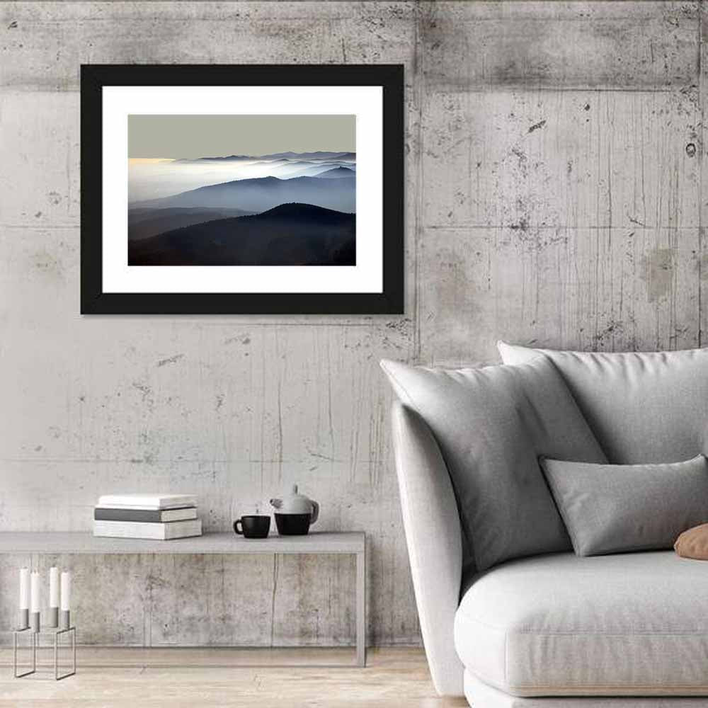 Misty Mountain Silhouette Wall Art