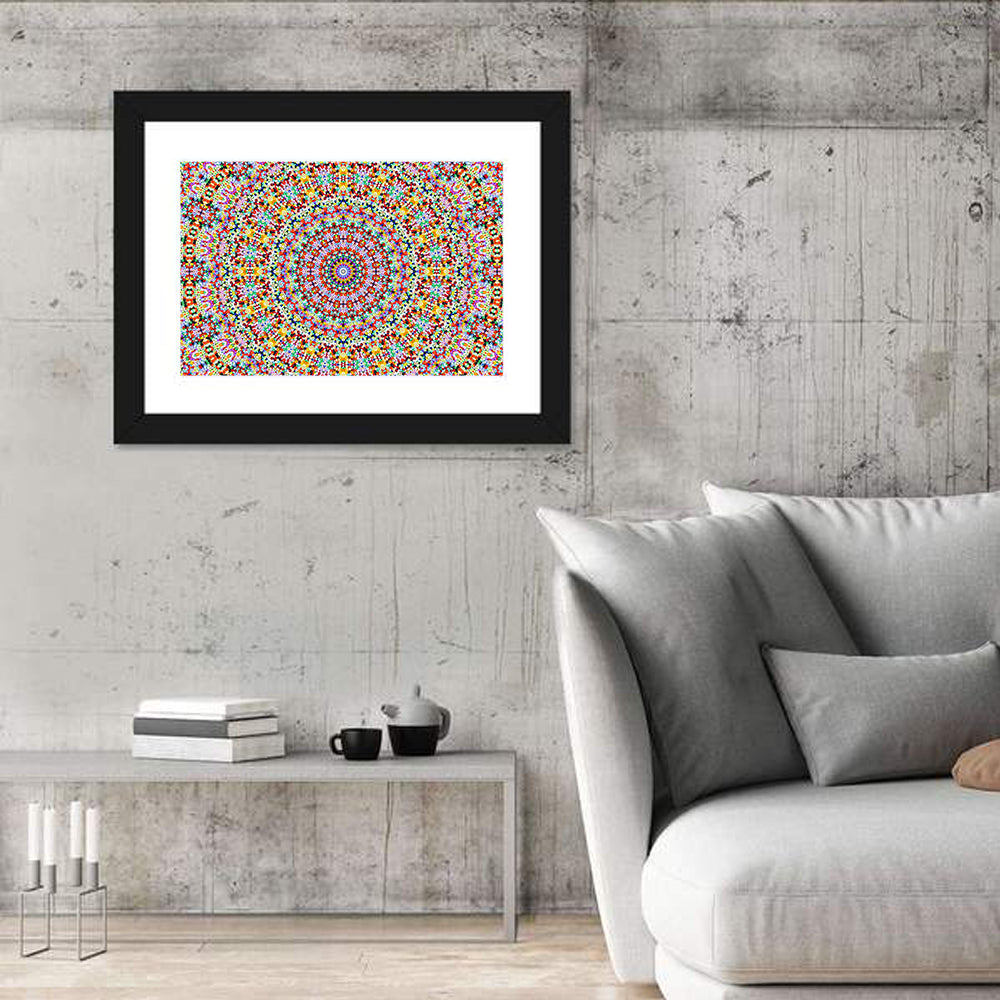 Beaded Kaleidoscope Mandala Wall Art in a room, landscape