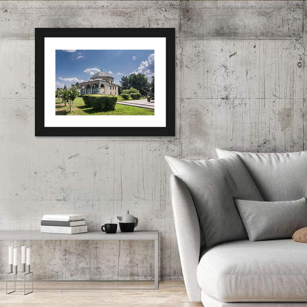 Sunlit Old Mosque in Izmail Wall Art in a room, landscape
