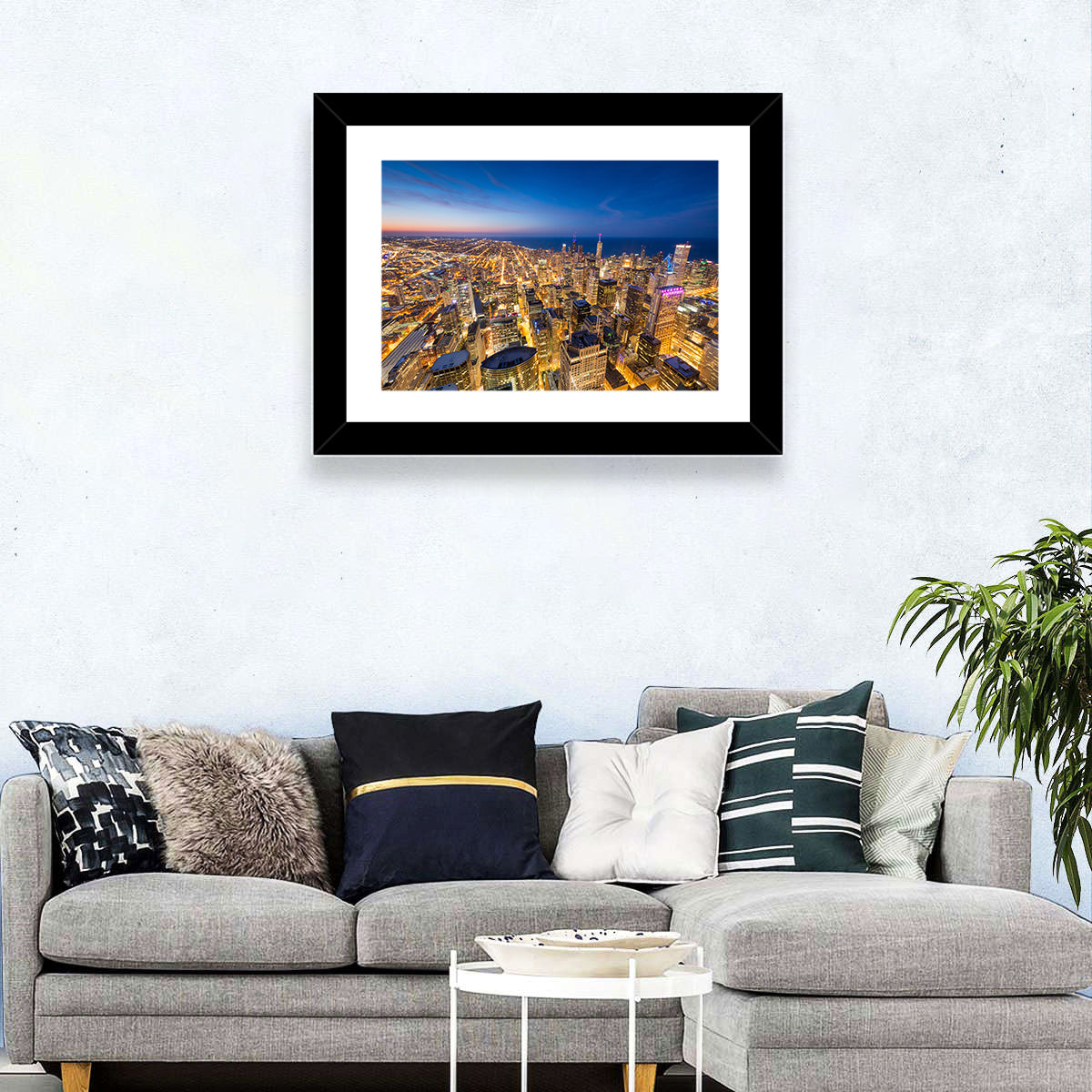 Aerial Chicago Nightscape Wall Art