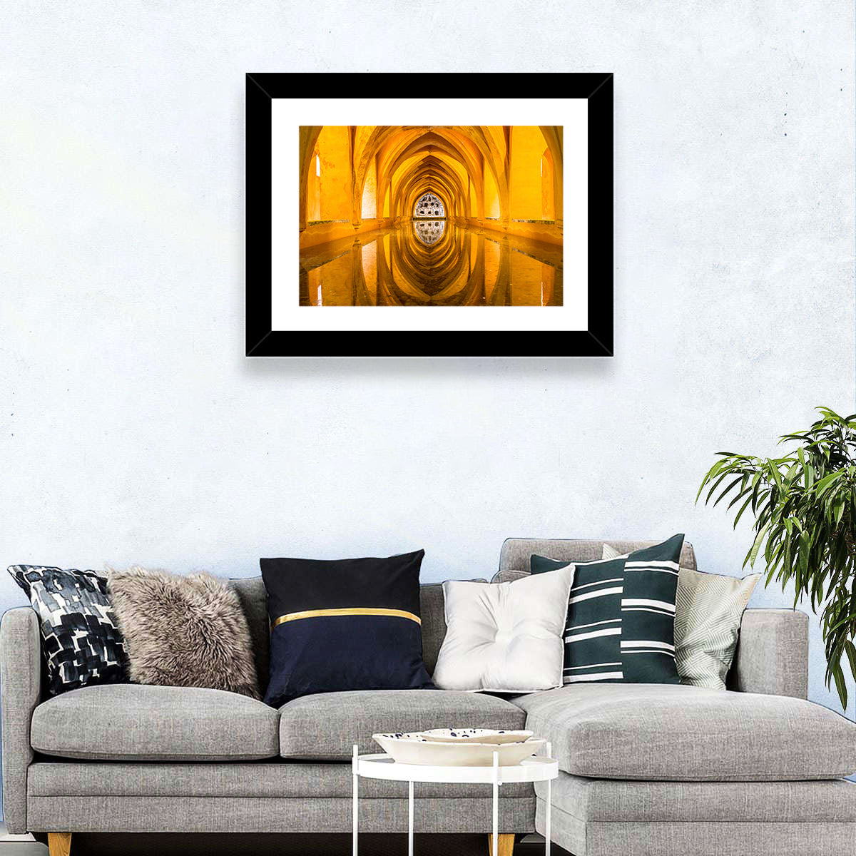 Royal Alcázar Bath Reflections Wall Art in a room, landscape