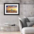 Airplane Takeoff at Sunset Wall Art