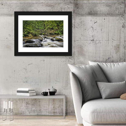 Stock Ghyll Footbridge Forest Stream Wall Art