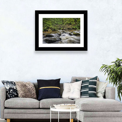 Stock Ghyll Footbridge Forest Stream Wall Art