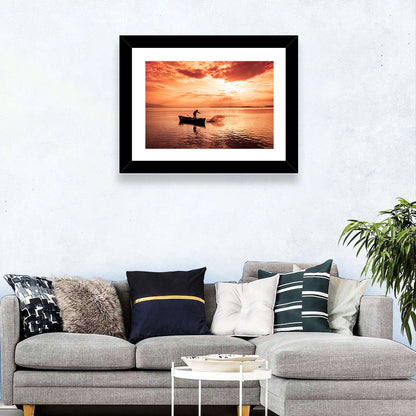 Uluabat Lake Fisherman at Dusk Wall Art