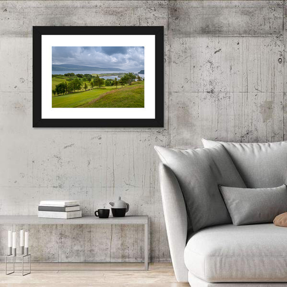 Tobermory Bay Coastal Hill Wall Art in a room, landscape