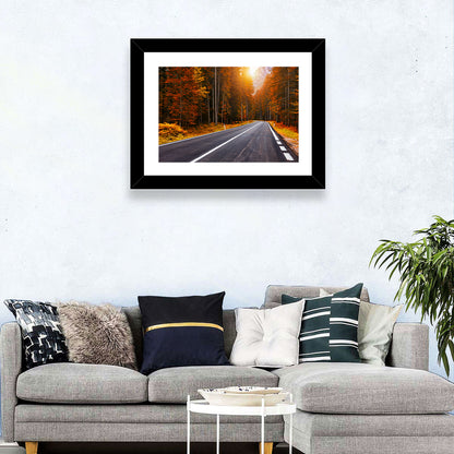 Golden Hour Forest Road Wall Art