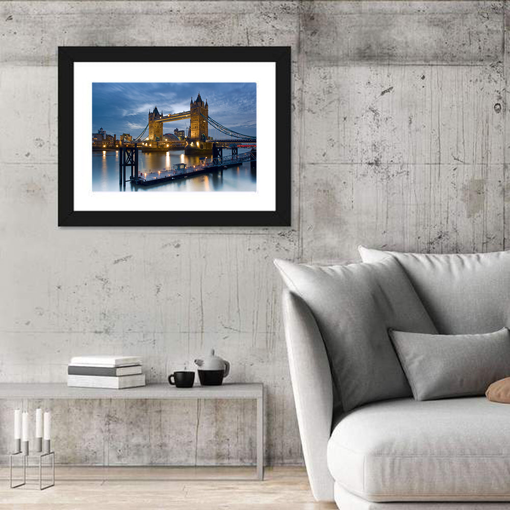 Tower Bridge at Blue Hour Wall Art in a room, landscape