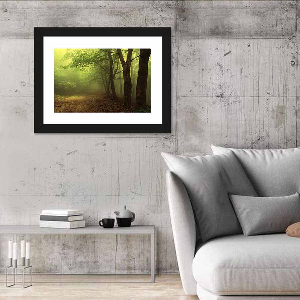 Misty Green Forest Path Wall Art