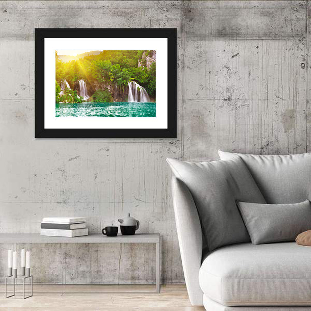 Plitvice Cascades at Sunrise Wall Art