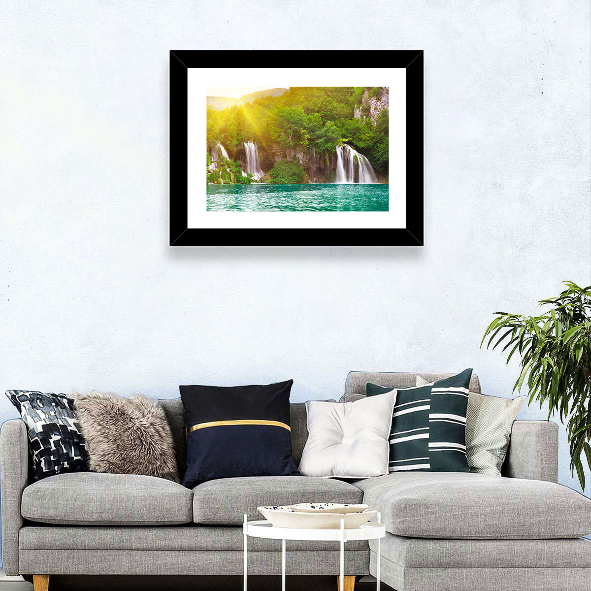 Plitvice Cascades at Sunrise Wall Art
