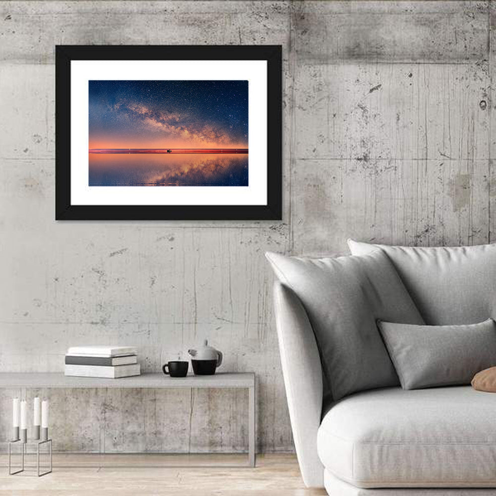 Ocean Starry Night Wall Art in a room, landscape