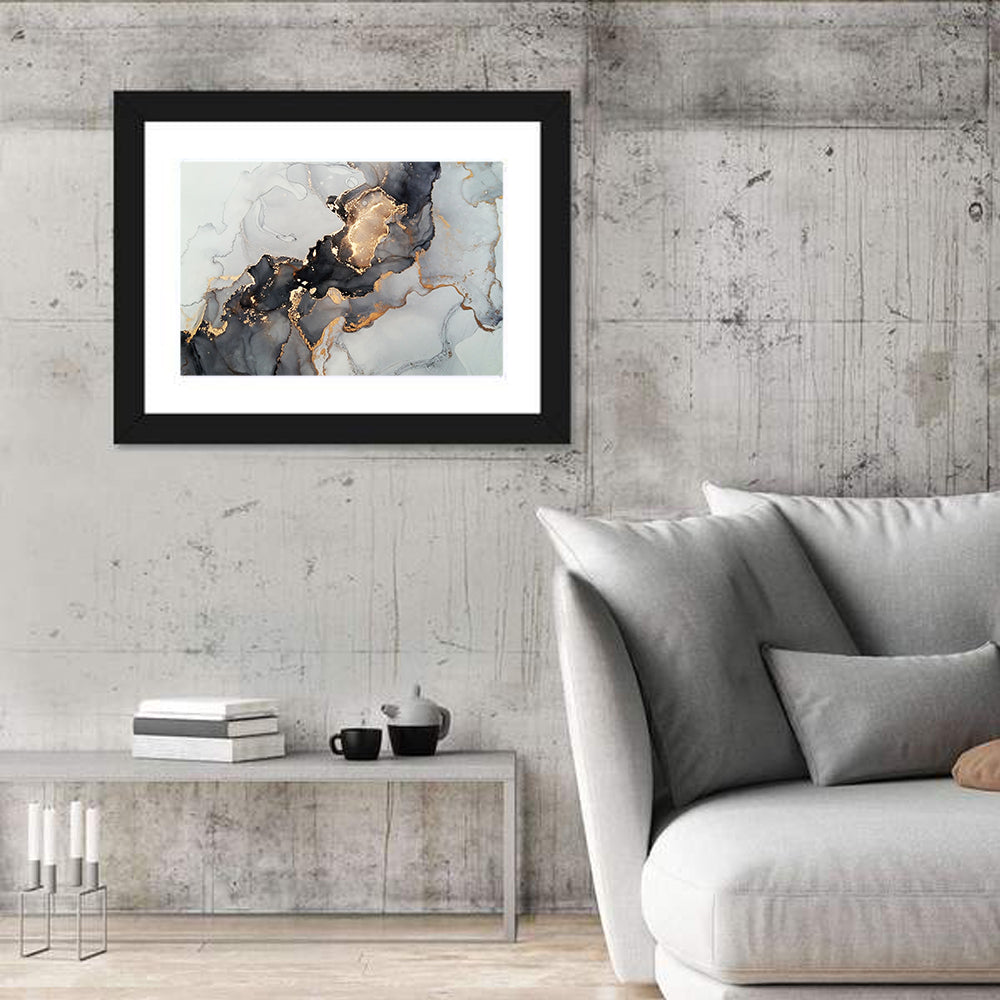 Black Fire Marble Abstract Wall Art