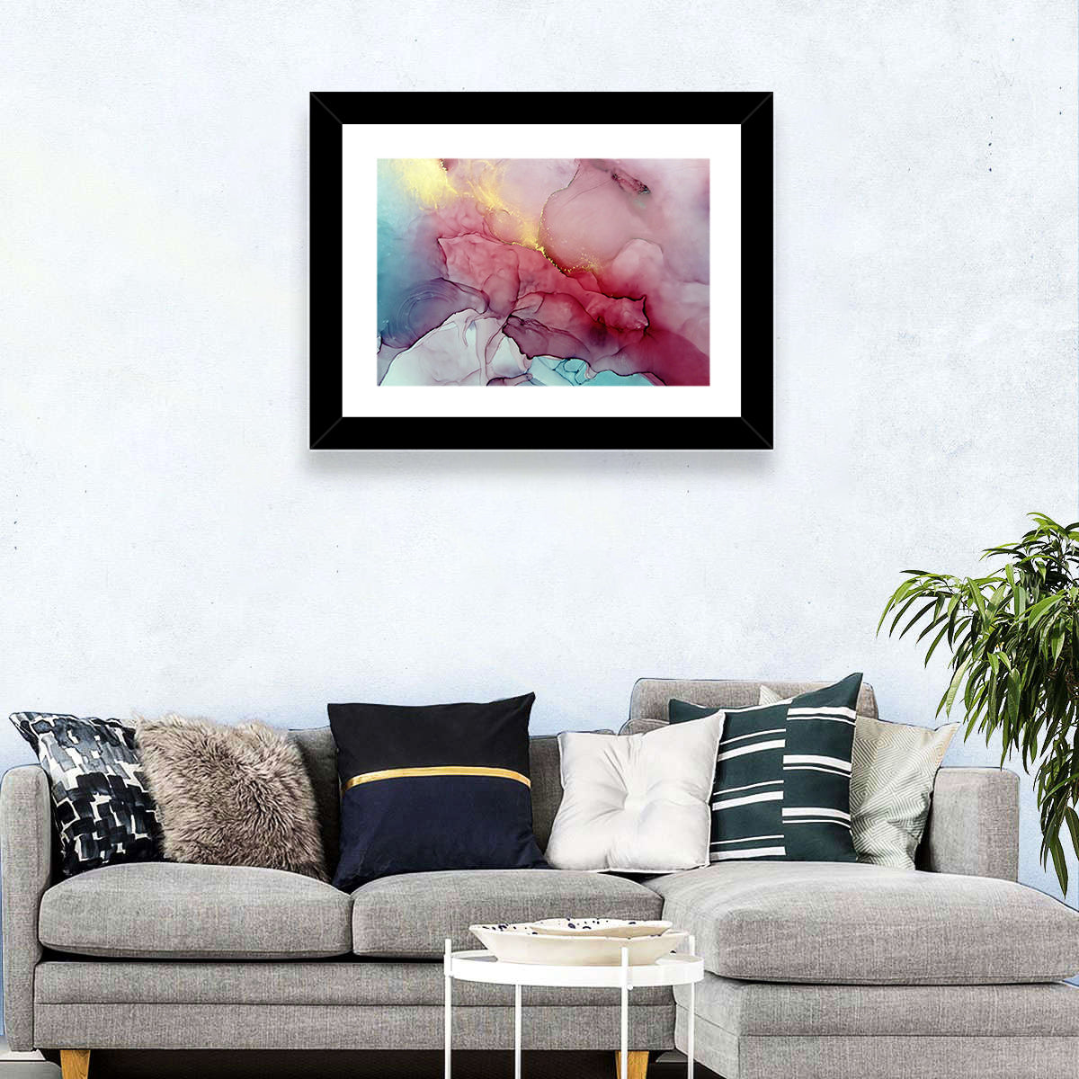 Pink and Gold Fluid Abstract Wall Art