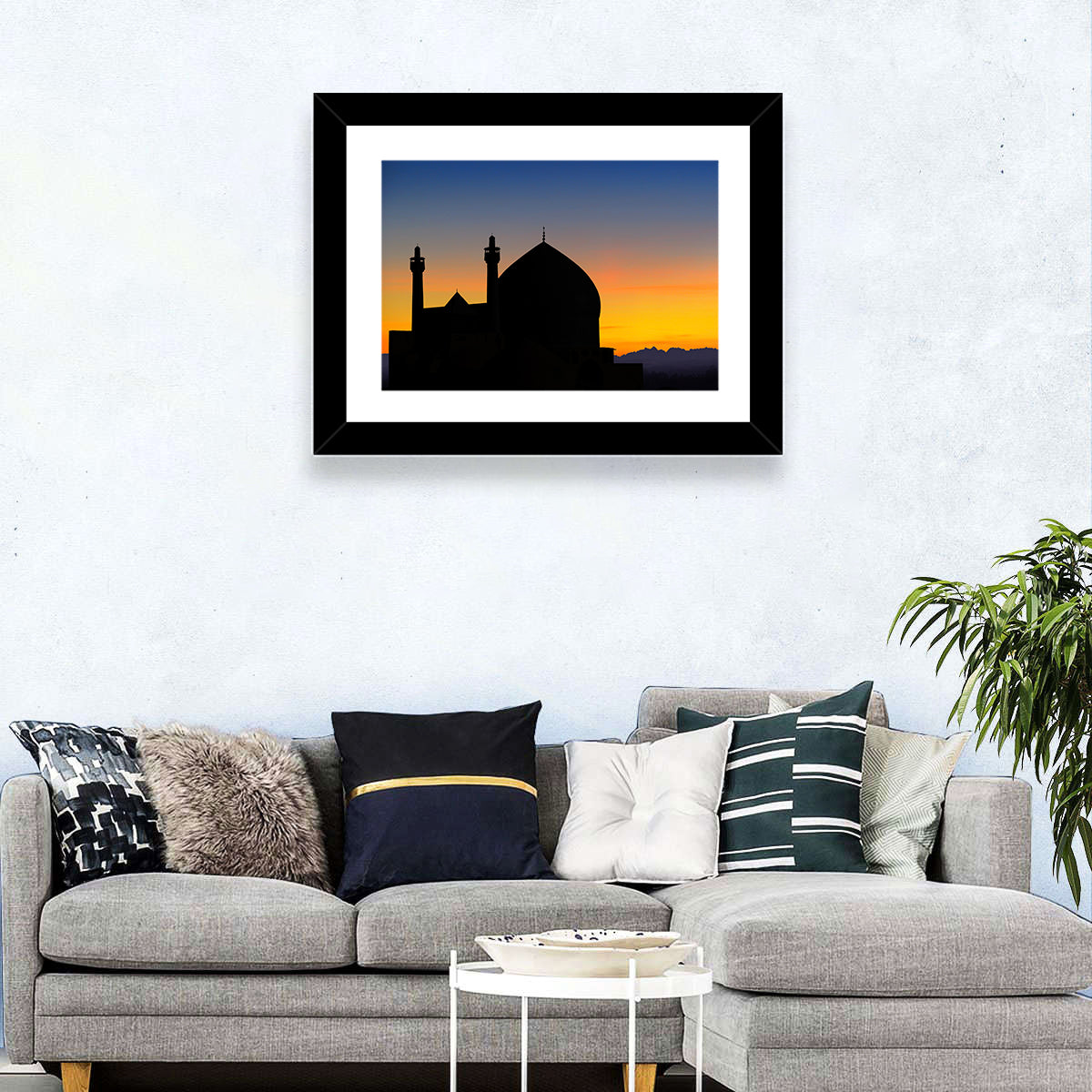 Isfahan Mosque Silhouette at Dusk Wall Art
