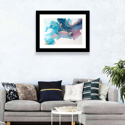 Fluid Ink with Metallic Gold Accents Wall Art