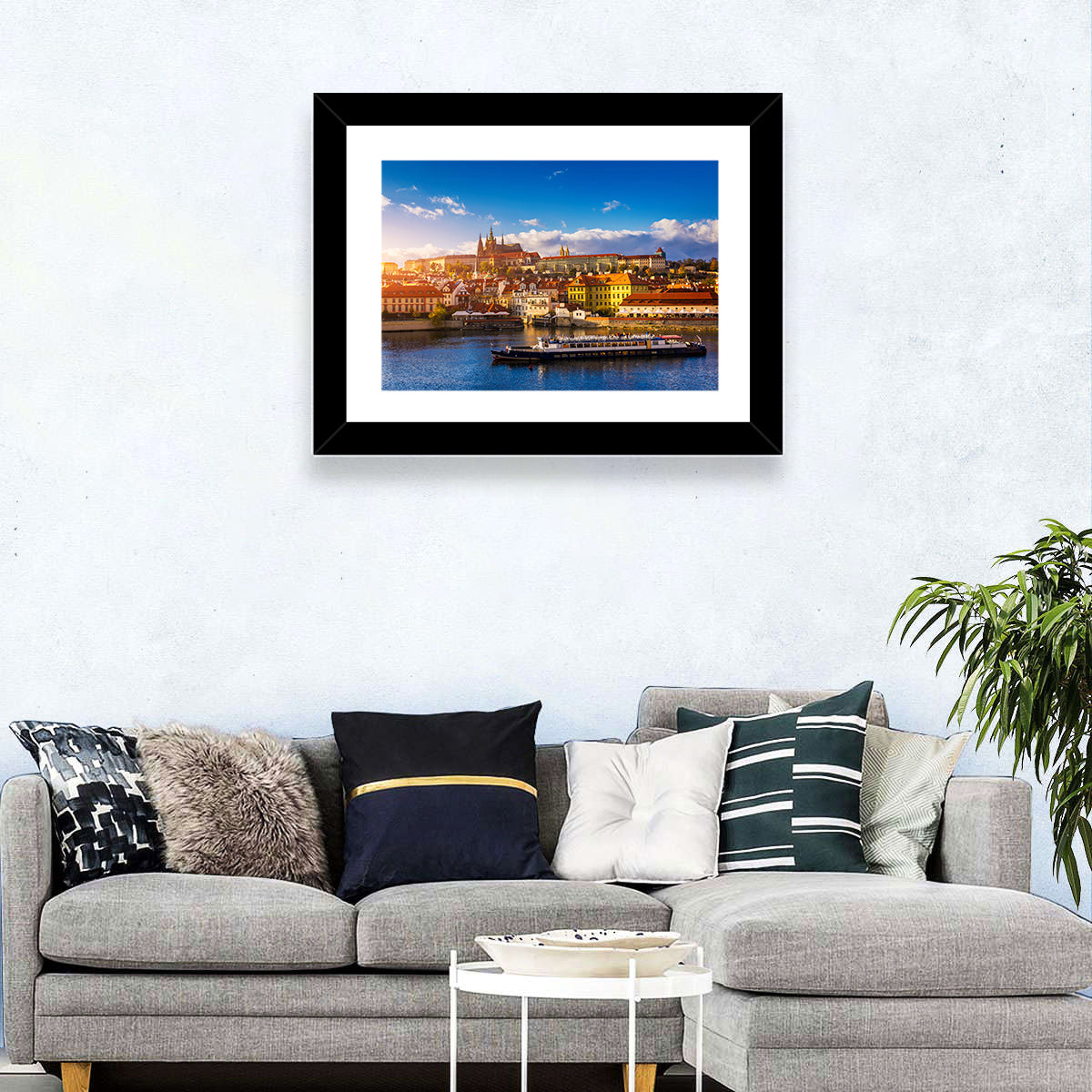 Prague Castle Golden Hour River View Wall Art