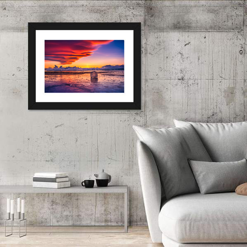 Lake Baikal Ice at Sunset Wall Art